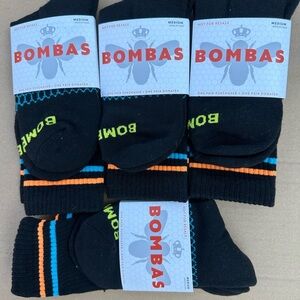 Bombas Men's Athletic Socks in Black with Orange and Blue Accents